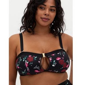 Black Floral Skull Unlined Bandeau